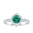 thumbnail image 5 of Rosec Jewels Vintage Style Lab Grown Emerald Engagement Ring - AAAA Grade - Emerald Diamond Ring for Women - with Jewelry Box, 10K White Gold, US 6.00, 5 of 9