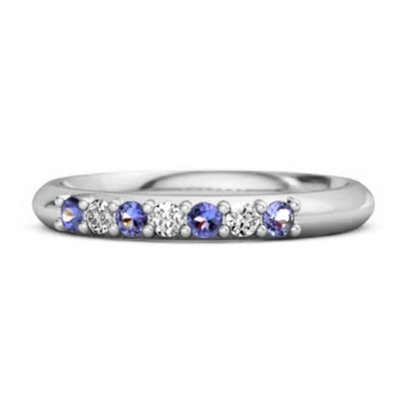 Mooneye 0.40 Ctw Tanzanite Eternity 925 Sterling Silver Stackable Women Valentines Day Gifts Ring