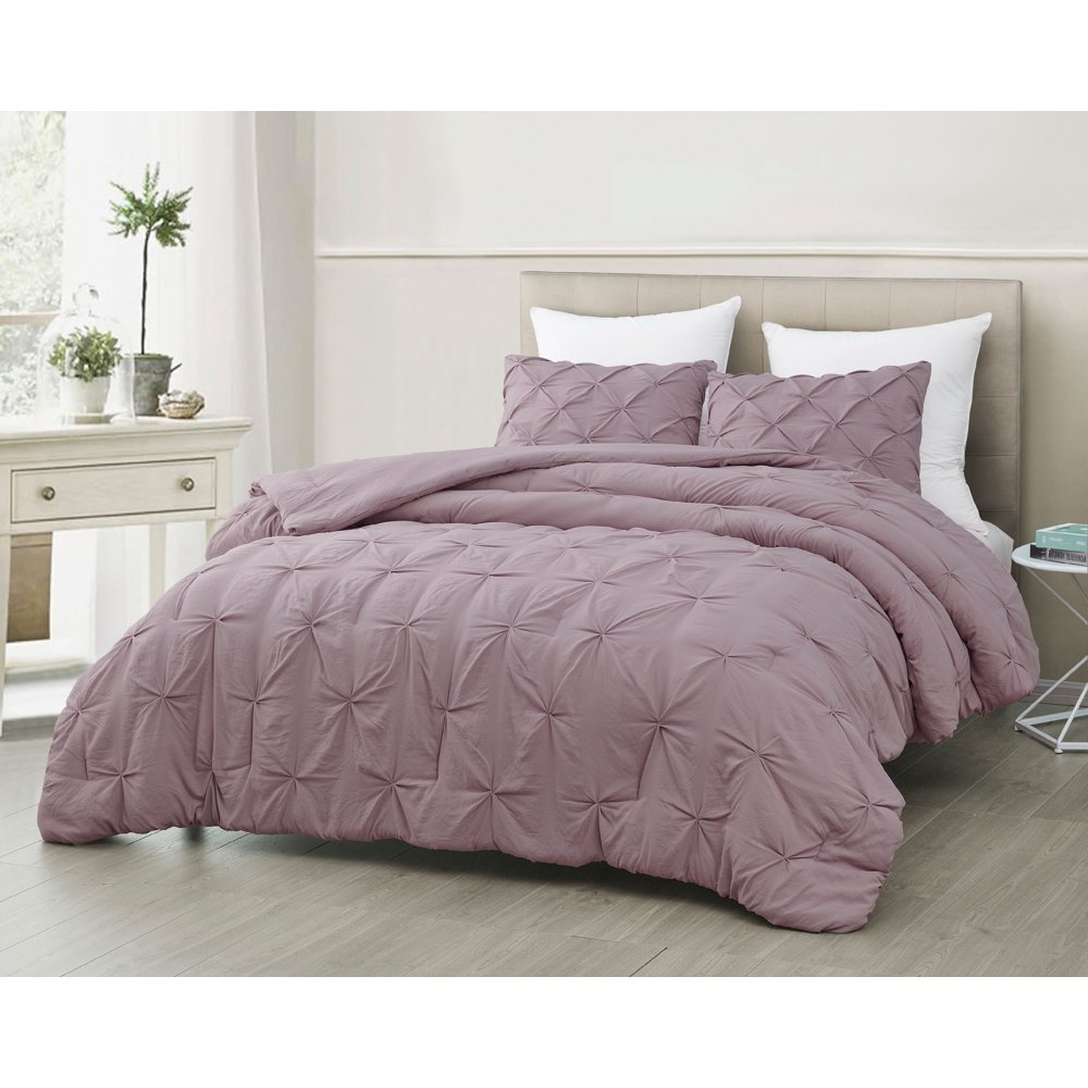 CozyBeddings Mari Ultra Soft Stone Washed Comforter Set, Light Purple