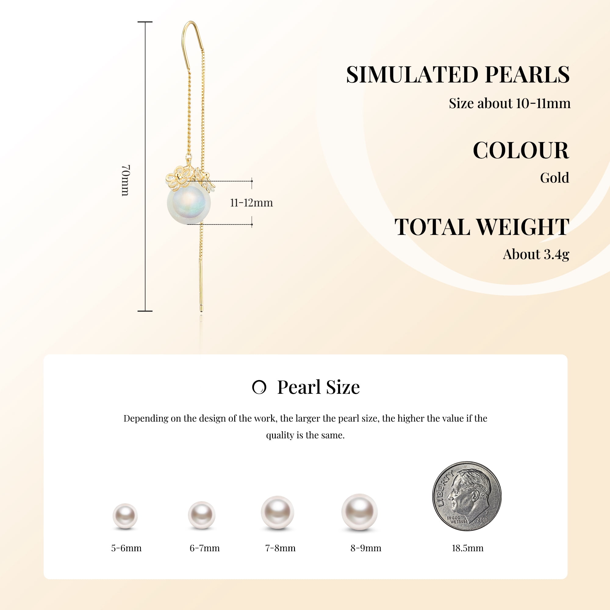 IDOKAWA Pearl Earrings For Women 925 Sterling Silver Hypoallergenic Drop Dangle Earrings Classic Jewelry Gifts For Anniversaries Wedding Graduation Party