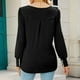 thumbnail image 3 of Camisa de punto para mujer Cuello cuadrado Manga larga abullonada Puños abotonados Camisa de punto Casua Fit Negro XXL, 3 of 5