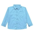 thumbnail image 4 of LiiYii Kids Boys Long Sleeve Button Down Dress Shirt Formal Uniform Turn Down Collar Tops Solid Color Blouse Light Blue 7-8, 4 of 5