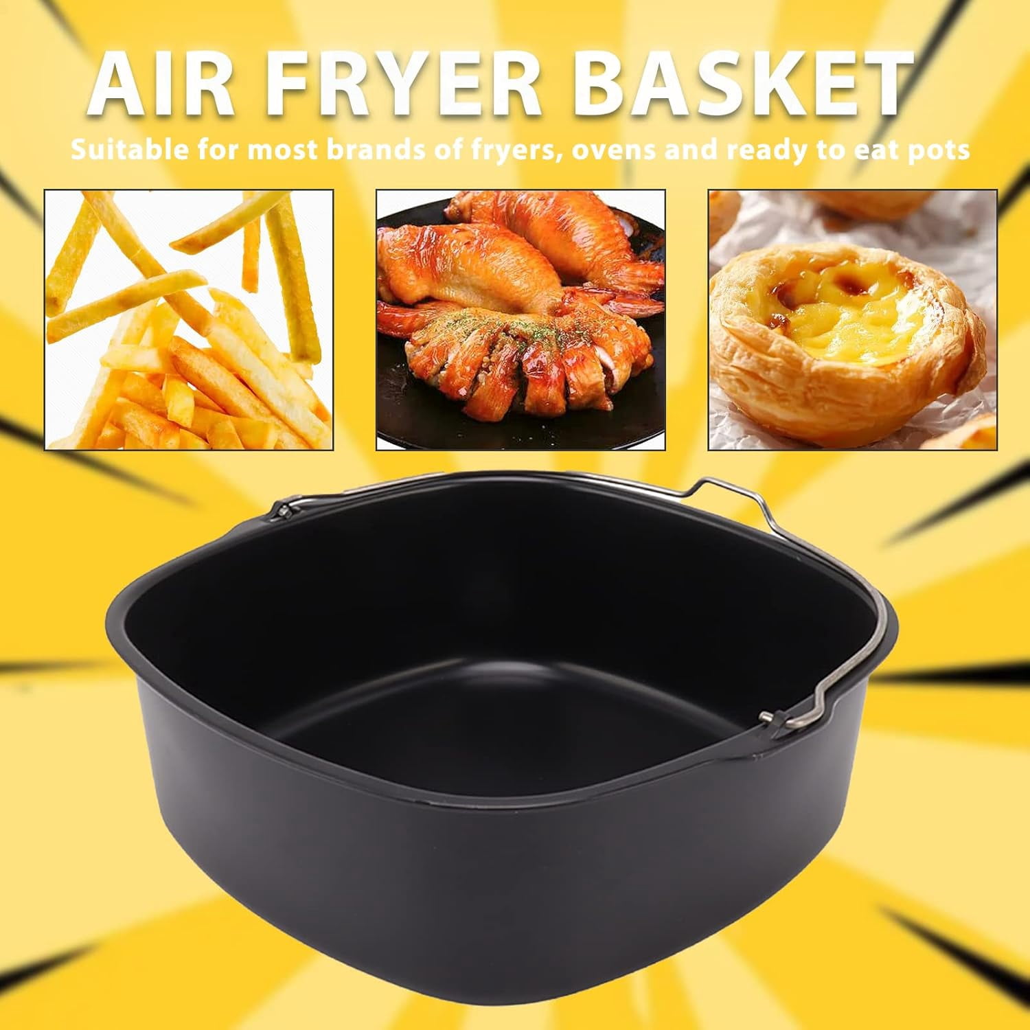 ABCISI Air Fryer Accessory, Nonstick Air Fryer Cake Barrel for Home Kitchen, Pizza Bread Baking Pan for 3.8QT-8QT Standard Deep Fryers, Dishwasher Safe (8 inch)