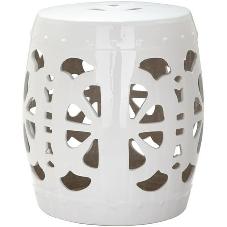 Safavieh Stencil Antique White Blossom Ceramic Decorative Garden Stool