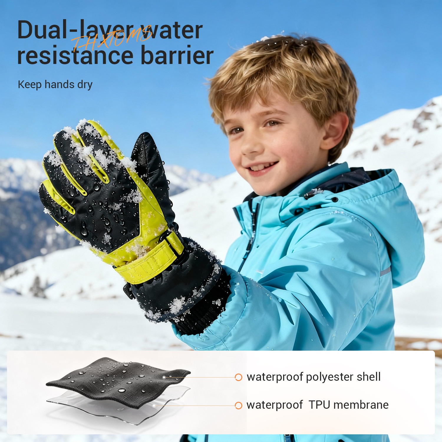 ThxToms Kids Waterproof Winter Snow Gloves photo 2