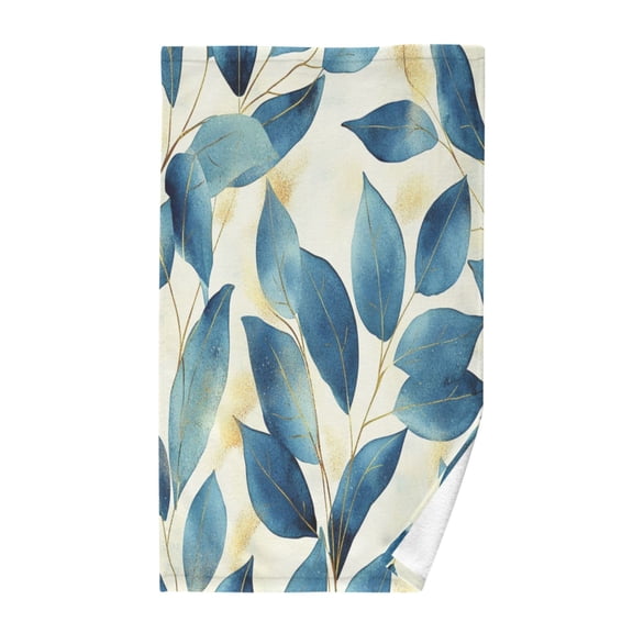 Pure Cotton Face Towel 16x28 Inches Hand Towel Bath Towel Hand Bath Towels Soft Good Water Absorption for Washing Face Wiping Face Beautiful Blue Leaf