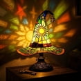 thumbnail image 6 of Tiffany-Style Imitation Stained Glass Witch Hat Table Lamp, 11.81" Vintage Imitation Glass Small Desk Light, Spooky Halloween Handicraft Lamp for Bedroom Living Room Mantel Home Decor, 6 of 7
