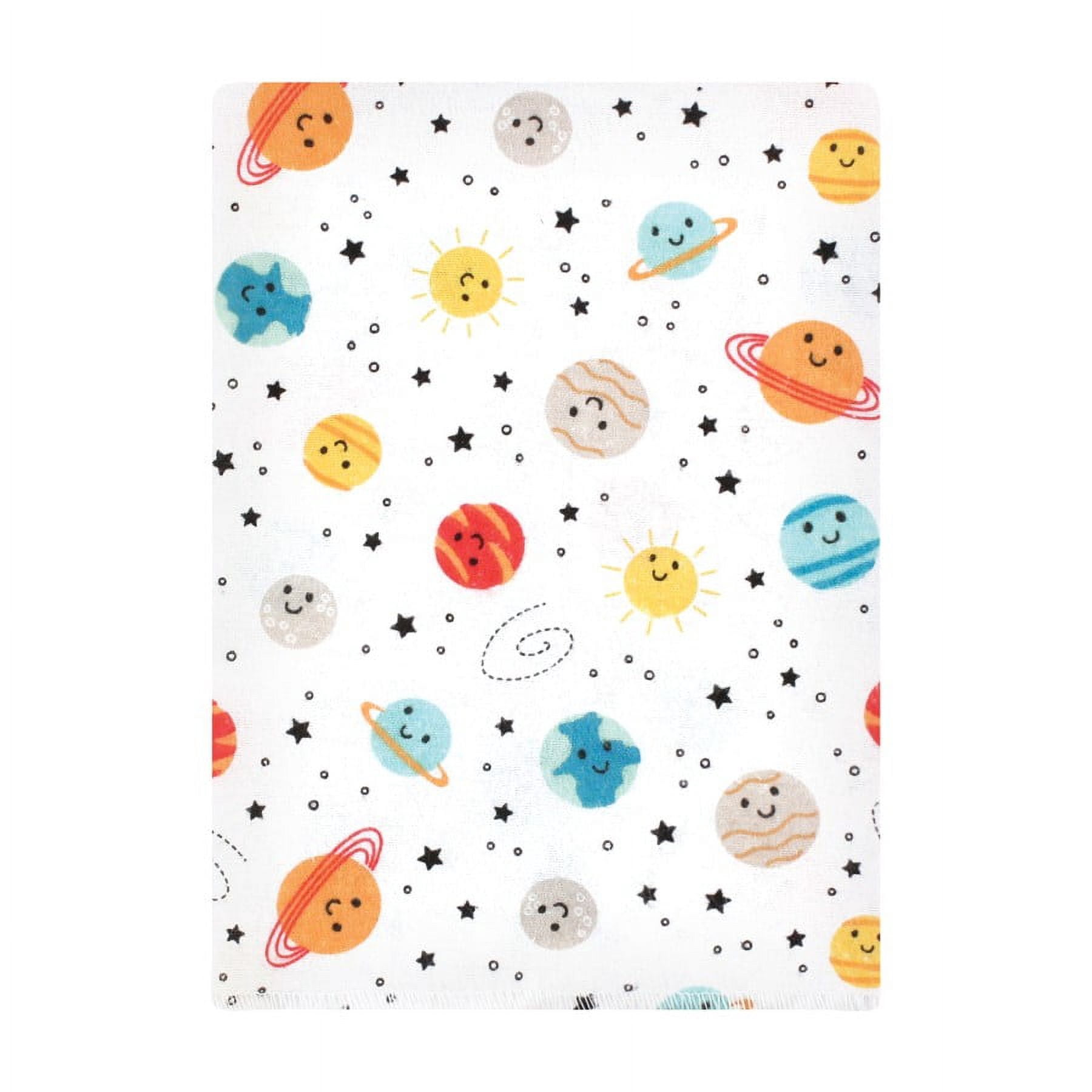 Hudson Baby Unisex Baby Cotton Poly Flannel Burp Cloths Bundle, Happy Planets, One Size