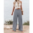 thumbnail image 3 of PUWEI Women's Cotton Linen Casual Pants Button up High Waist Wide Leg Trousers with Pockets, 3 of 7