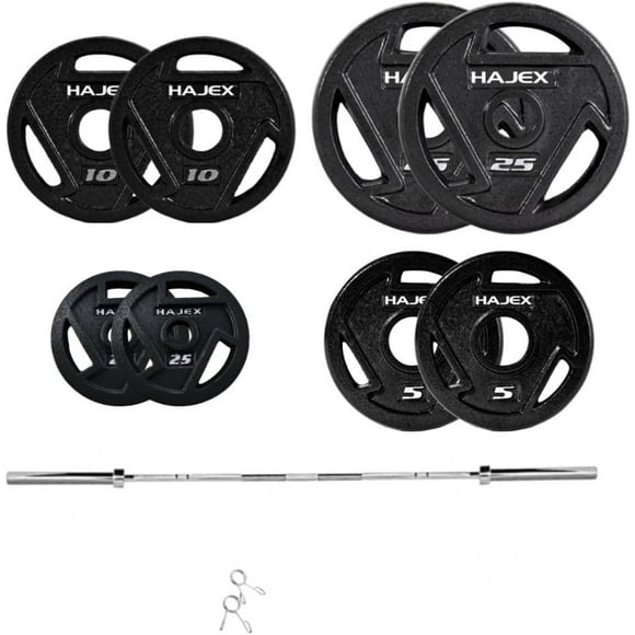 HAJEX Tri Grip Standard Cast Iron Weight Plates' Sets - 35, 70, 85, 145, 245, 300, 340, & 490 LB Weight Plates 1 inch