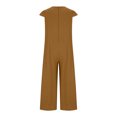 thumbnail image 4 of AKAFMK Women's Casual Cotton Linen Jumpsuits Short Sleeve Round Neck Oversized Rompers Baggy Overalls Lounge Onesie Jumper, 4 of 4