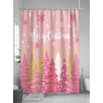 thumbnail image 5 of Fsddascl Pink Christmas Tree Shower Curtain Set - Small 36" x 72" Washable Bathtub Curtain with 12 Hooks, Pink Xmas Tree Snowflake Luxury Waterproof Fabric Stall Shower Curtains for Bathroom/Bathtub, 5 of 6