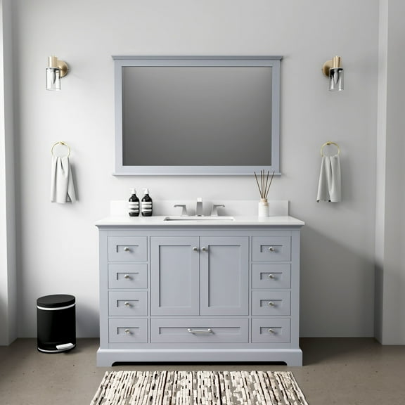 Tybee 48 in W x 22 in D Dark Grey Single Bath Vanity and Cultured Marble Top