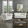 thumbnail image 6 of 2 Piece Living Room Set, Faux Leather Chesterfield Loveseat & Chair, Deep Button Tufted with Rolled Arms, Home Furniture - Include 3-Seater Couch and Single Chair, White, 6 of 10