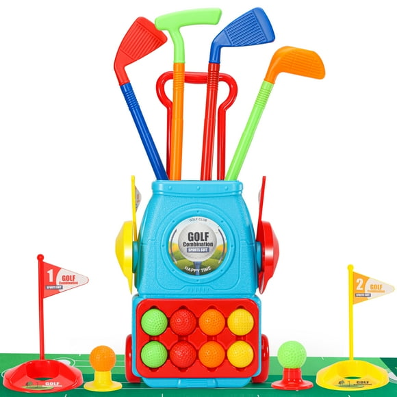 YCFUN Kids Golf Toy Set, Toy Golf Clubs with Cart for Toddlers Kids 2-5, Plastic Golf Set for Boy Age 5 to 7
