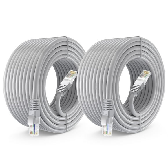 Maximm Cat 6 Ethernet Cable 50 ft (2-Pack) - High-Speed LAN Cable Internet Cable Patch Cable and Network Cable - UTP 10Gbps 550MHz Cat6 Cable - Gray