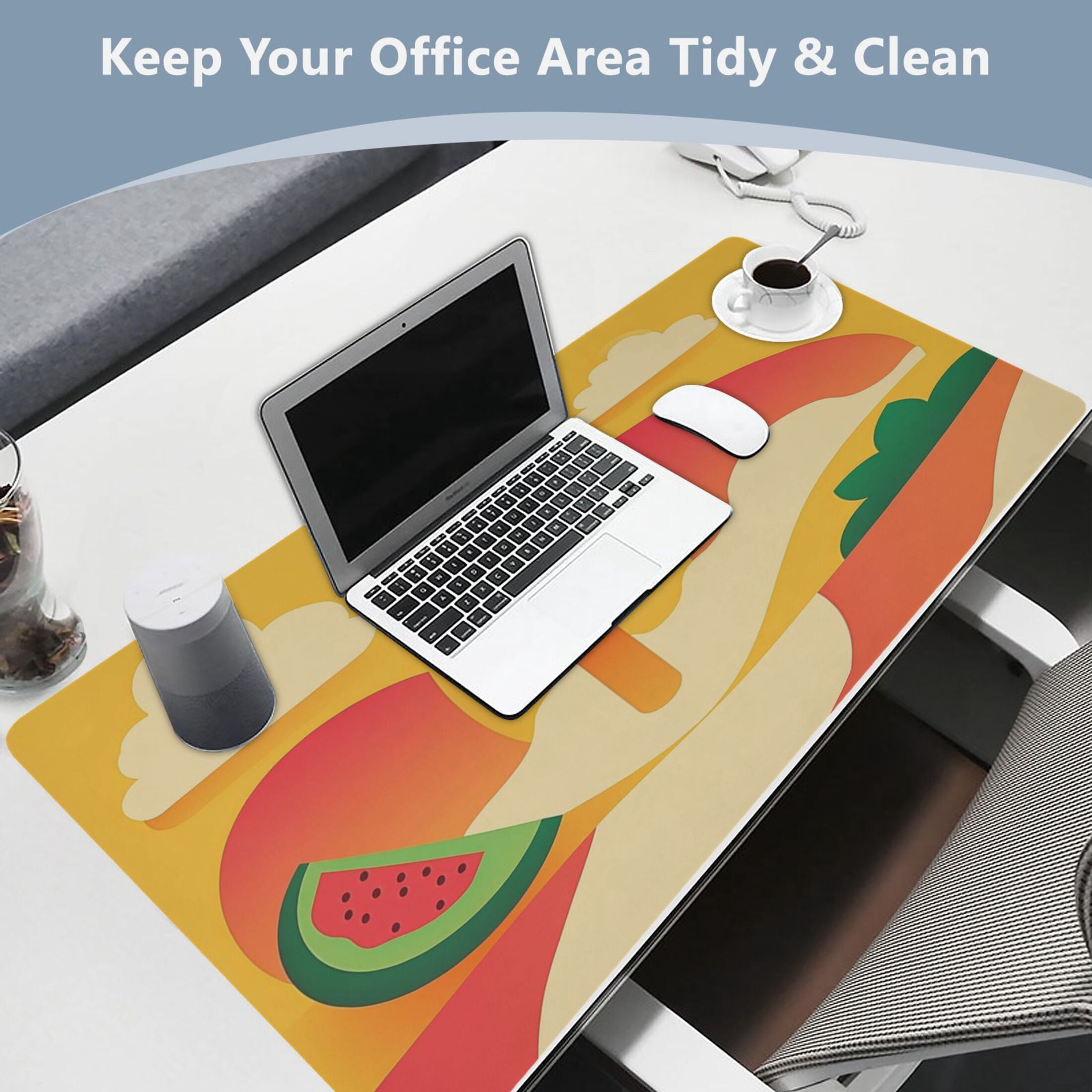 Leather Keyboard and Mouse Desk Mat Office Desk Accessories Protective Office Desk Decor Desk Pad Mat for Gaming, Work from Home, Office Nature-themed Summer 16.5" x 35.4"