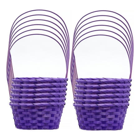Way to Celebrate Round Small Bamboo Easter Basket, Purple, 12 Count