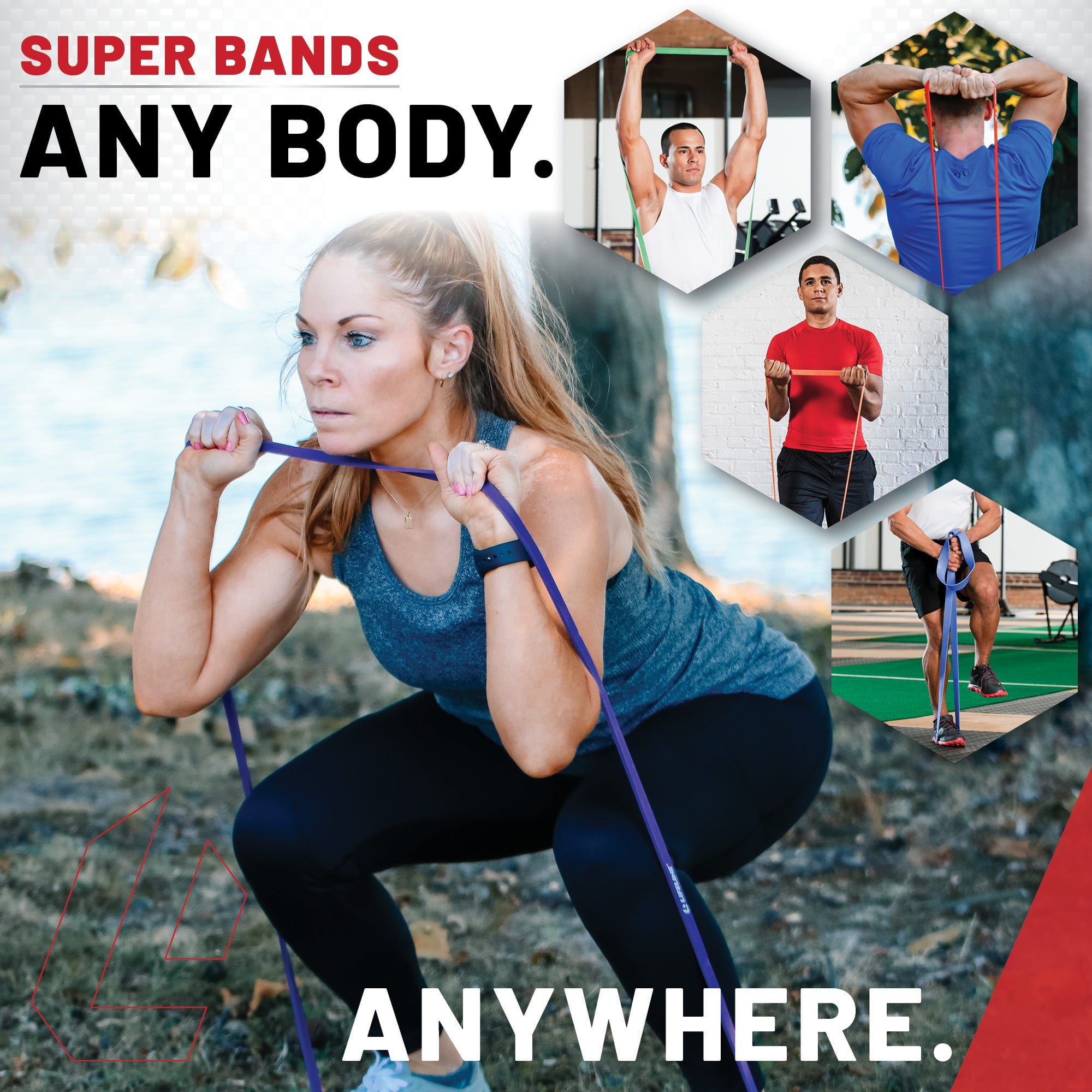 Lifeline Fitness Super Band - 80" Resistance Band for Increasing Workout Options - Level 5 (100LB)