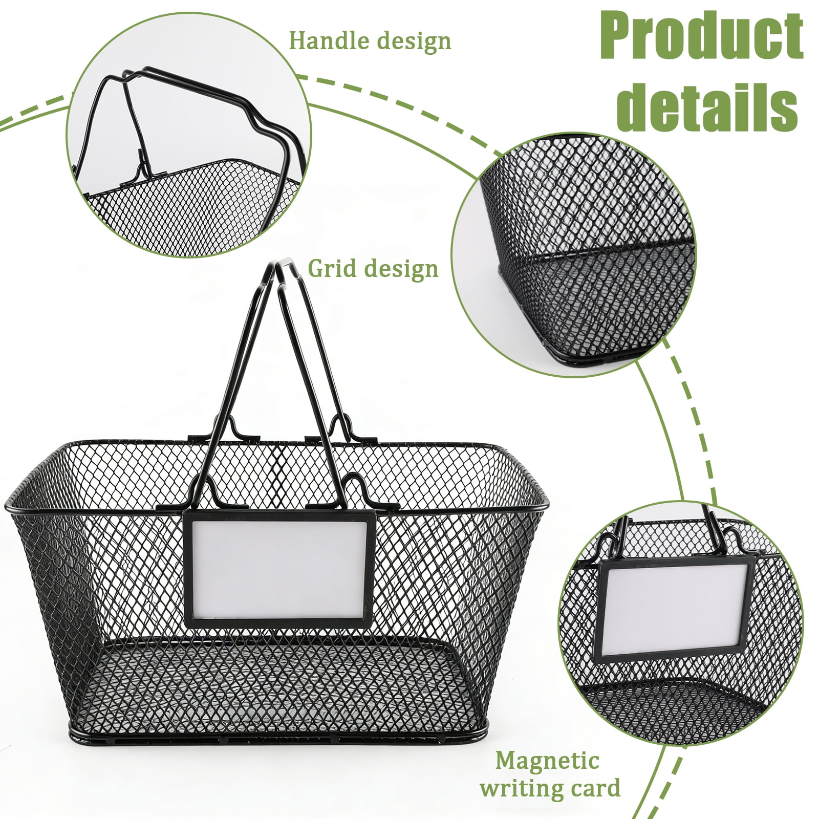 Brabtod Metal Mesh Harvest Basket with Handle & Magnetic Label, Multipurpose Garden Harvesting Basket for Fruits, Vegetables & Produce, Kitchen Storage Organizer
