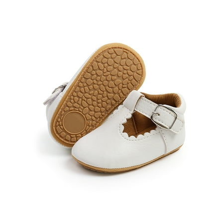 

Lacyhop Toddler Boys Girls Crib Shoes Rubber Sole Loafers First Walker Walking Shoe Daily Cute Moccasin Lightweight Magic Tape Flats White 6C