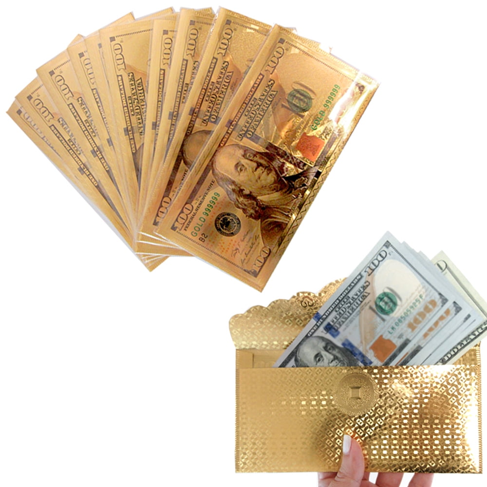 Wholesale 500 Pcs New $ 100 Dollar USD Color Gold Notes Money Banknotes Crafts 