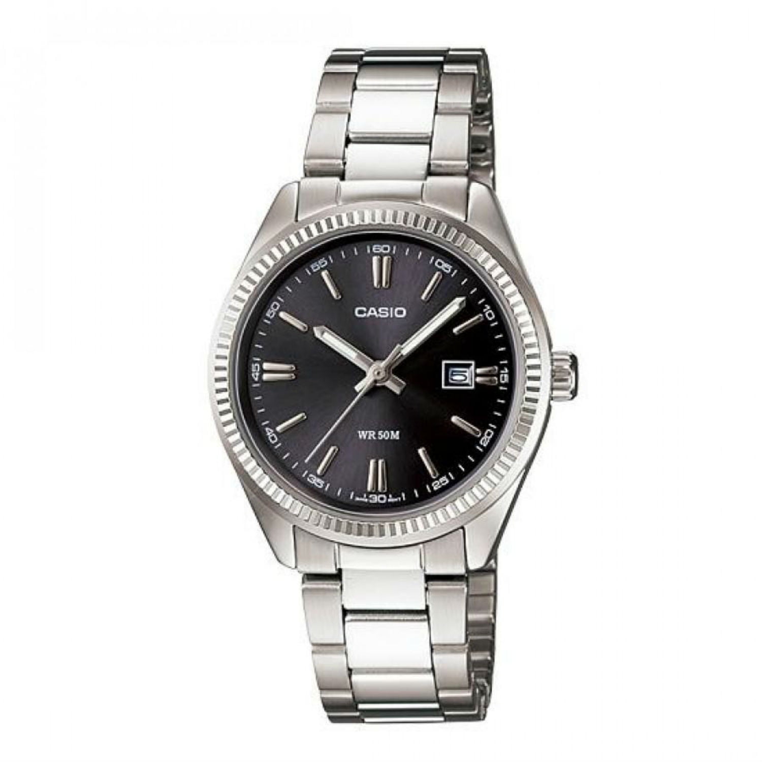Casio Men's Black Dial Analog Watch with Stainless Steel Bracelet