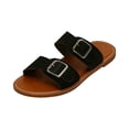 thumbnail image 2 of Sandals Wide Feet, Womens Sandals Wide Width, Going Out Shoes for Women, Sandals Women Sole & Earth Womens Sandals | Leather Studded Double-Buckle Slides Women Dress Shoes for Women, Black 8, 2 of 5
