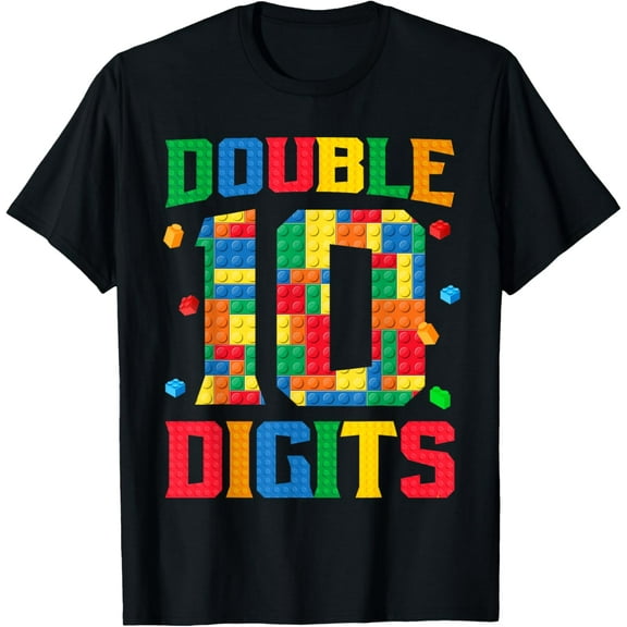 Master Builder 10th Birthday Boy 10 Bricks Ten Double Digits T-Shirt Tops Tee