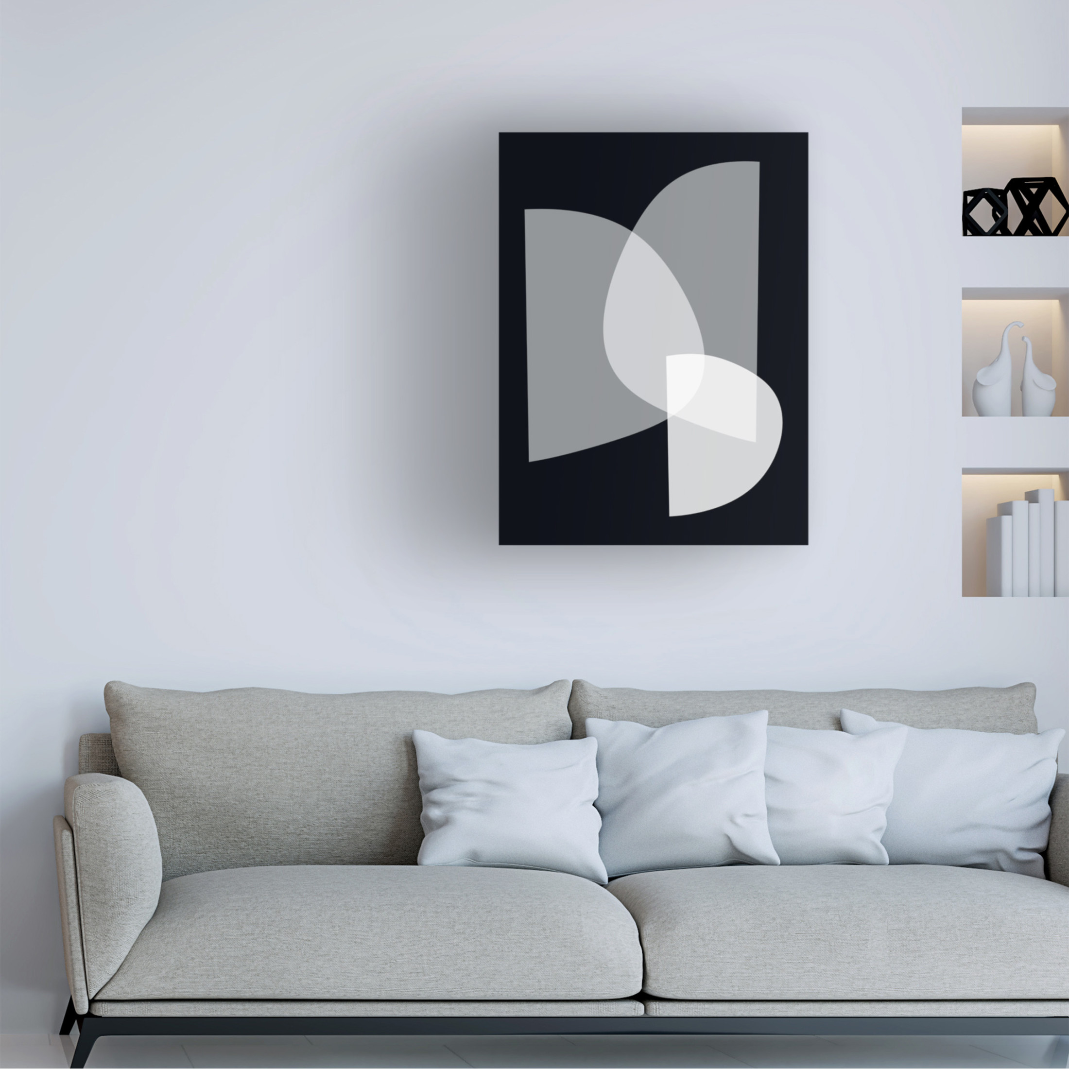 Canvas Wall Art - Tom Quartermaine 'Black and White Mid Century Abstract 1' Wall Art for Living Room, Bedroom, or Office Décor by Trademark Fine Art - 14 x 19 Inches