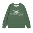thumbnail image 6 of ibuvkizy Girls Sweatshirt!Graphic Sweatshirts for Girls Crewneck Oversized Sweatshirt Kids Fashion Long Sleeve Pullover Tops 1-12 Years,Green, 6 of 6