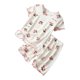 thumbnail image 1 of Odeerbi 0-8 Años Niños Niñas Pijama de Verano de Seda Hielo Recorte de Lechuga Tops de Manga Corta Pantalones Cortos de Dos-Conjunto de Pijama de Dos Piezas Suave, 1 of 4