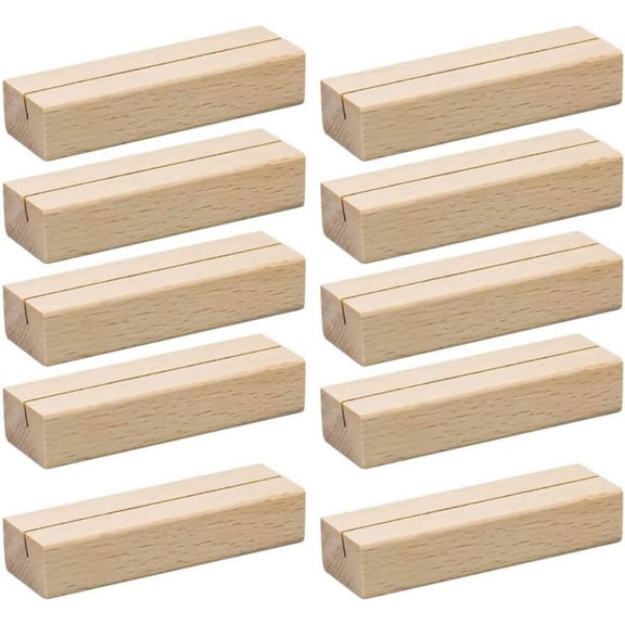 Wooden Place Card Holder Rustic Table Number Stand Name Memo Card Clip for Wedding 10PCS Card Holders