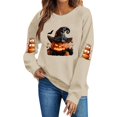 thumbnail image 3 of VKOYWKM Women's Halloween Print Crew Neck Sweatshirt Cute Spooky Graphic Sweatshirts Oversized Long Sleeve Sweatshirts Fall Pullover, 3 of 6