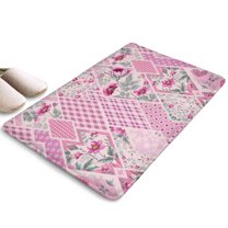 Pioneer Flower Floral Print Flannel Non Slip Door Rugs,Washable Door Mats Indoor,Decorative Door Mats,Dirt-Resistant and Absorbent Doormat for Entrance,Bedroom,Kitchen,Bathroom,31.5"x17"