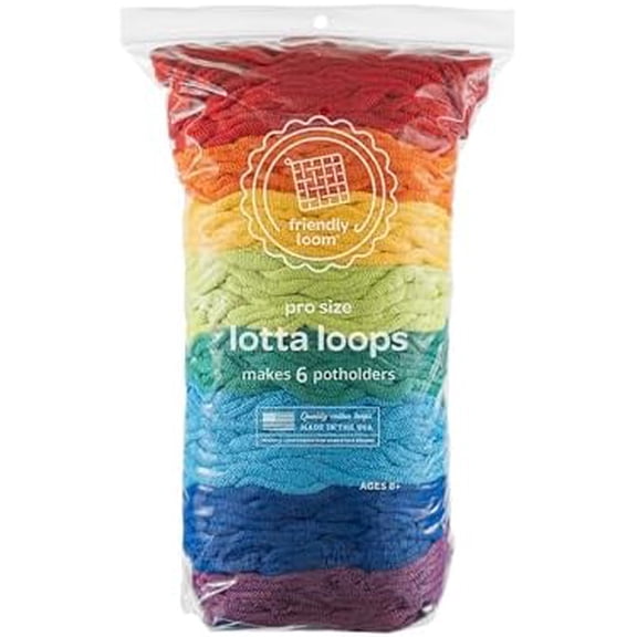 Quality Cotton Weaving Loops in Rainbow Colors – 10” PRO Size | Weave 6 Functional Potholders | Made in The USA$$Art & Craft