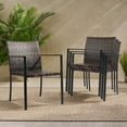 thumbnail image 4 of All-Weather Set of 2 Stackable Outdoor Wicker Patio Dining Chairs with Armrests, 4 of 8