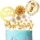thumbnail image 2 of Juego de velas de cumpleaños, estrellas y abanicos, adornos para cupcakes, adornos para tartas de cumpleaños para celebración de fiesta de cumpleaños (dorado), 2 of 4