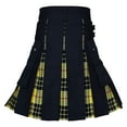 thumbnail image 3 of RUTAYY Women Men's Scottish Festival Fashion Scottish Style Plaid Color Contrasting Pocket Pleated Skirt Solid Color Flowy Swing Pleated Beach Skirts, 3 of 4