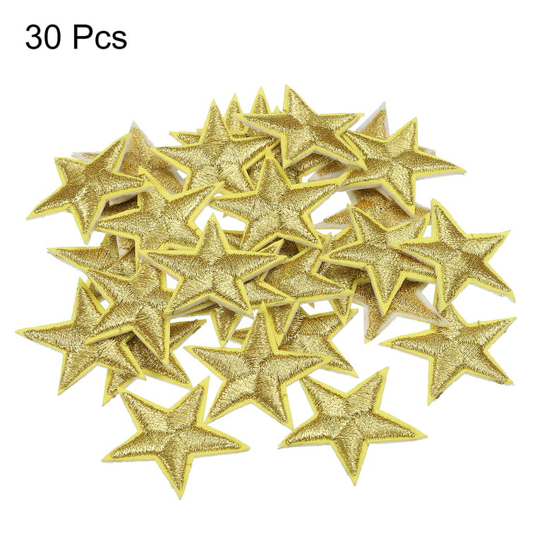 Small 5Star Iron on Patches Embroidered Sew Patches Appliques Garment Embellishments Black 30 Pack