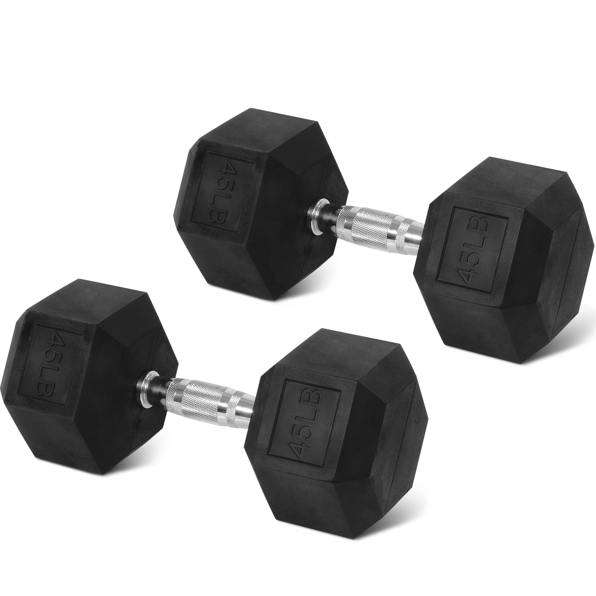 Sprint Demon Rubber Encased Hex Dumbbells 45 lbs Pair Black