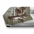 thumbnail image 3 of Nautical Soft Flannel Fleece Blanket, Detailed Complex West Coast Scenery Graffiti Style Nature Inspired Art, Cozy Plush for Indoor and Outdoor Use, 70" x 90", Green Brown Sage Green, by Ambesonne, 3 of 6