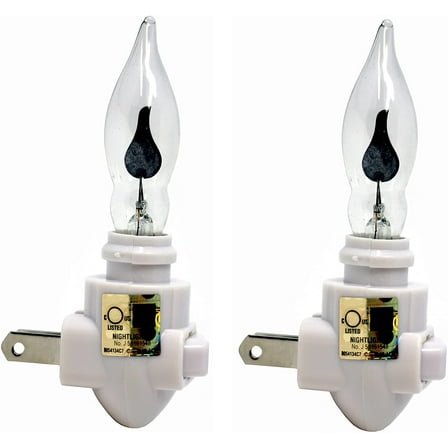 2 Pack - Plug in Night Light Modules White Plastic Include Flicker Night Light Bulbs, Great for Making Your Own Halloween Fall Christmas Holiday Flickering Night Lights