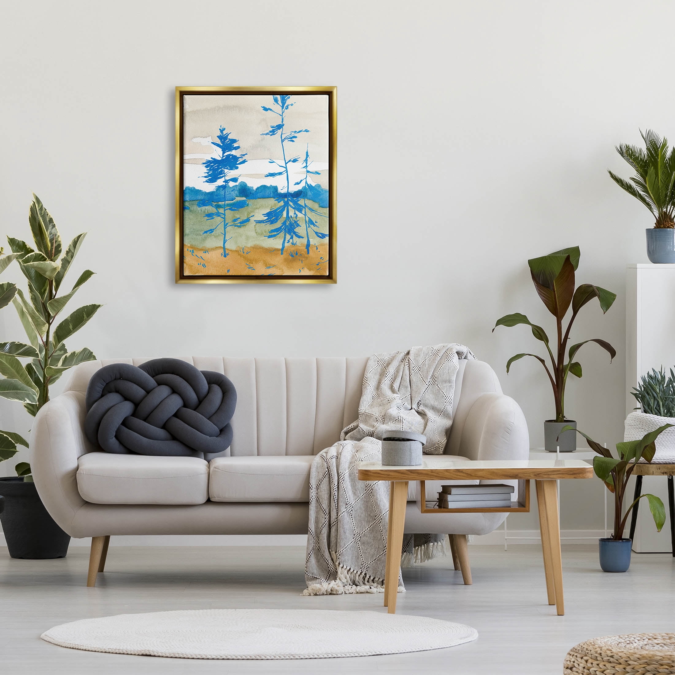 Stupell Industries Contemporary Nature Landscape Painting Metallic Gold Floating Framed Canvas Print Wall Art, Design by Jacob Green