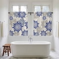 thumbnail image 4 of Geometric Flower Kitchen Curtains 54 Inch Length, Vintage Country Floral Blue Grey on Linen Tiers Curtains for Bathroom Bedroom Cafe, Light Filtering Small Window Treatment Drapes 2 Panels 42"Wx54"L, 4 of 8