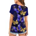 thumbnail image 4 of Pntutb - Blusa de manga corta con estampado digital de mariposa y cuello redondo para mujer Pntutb Pntutb-8340, 4 of 5