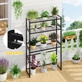 thumbnail image 2 of 3 Tier Metal Plant Stand Outdoor Indoor Waterproof, Stackable Heavy Duty Tall Plant Shelf Flower Pot Holder for Garden, Display Rack, Black, 2 of 6