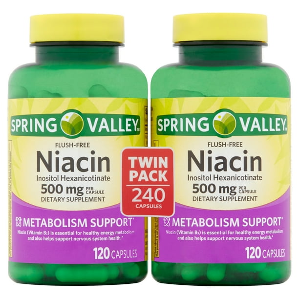 Spring Valley FlushFree Niacin Inositol Hexanicotinate Capsules Twin