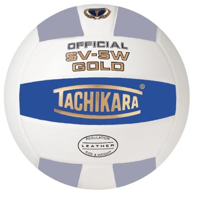 Tachikara Official SV-5W Gold Leather Volleyball, College Blue/White ...