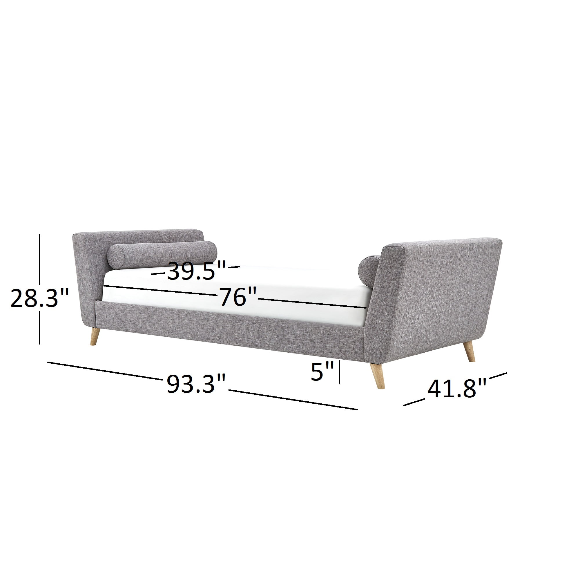 Chelsea Lane Asha Upholstered Linen Daybed, Grey